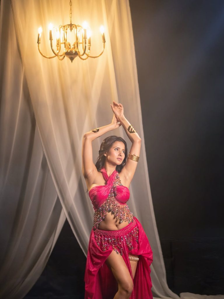 Aarushi Baruah's complete pink dress hot styling