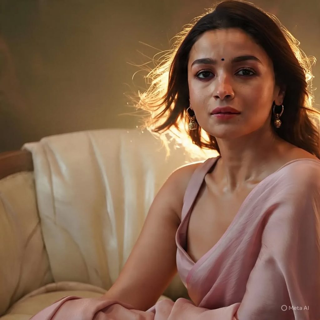 Alia Bhatt's pink saree blouse design and jewelry details