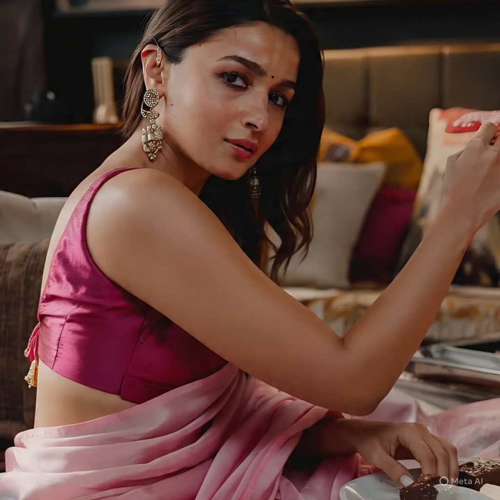 Alia Bhatt's complete pink saree traditional look