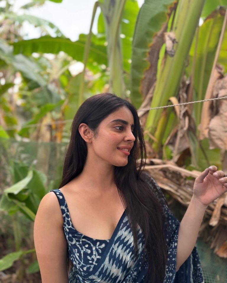 Kushitha Kallapu's park photoshoot in blue saree