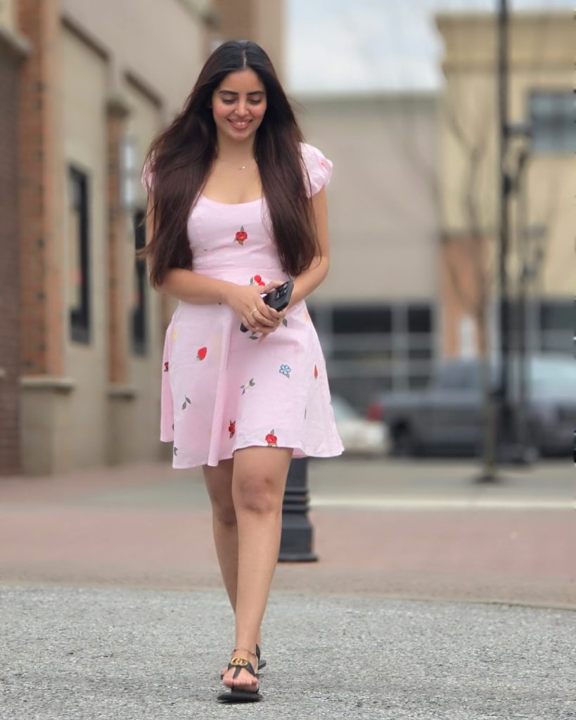 Kushitha Kallapu wearing beautiful pink dress in elegant photoshoot