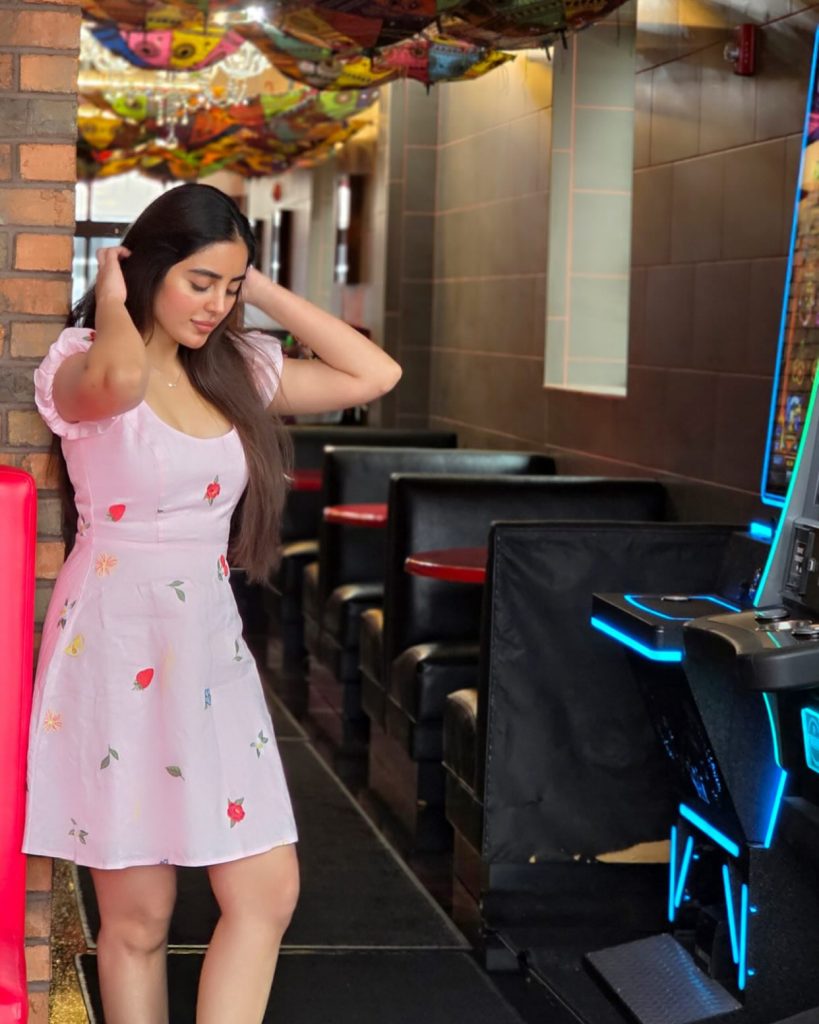 Kushitha Kallapu wearing beautiful pink dress in elegant photoshoot
