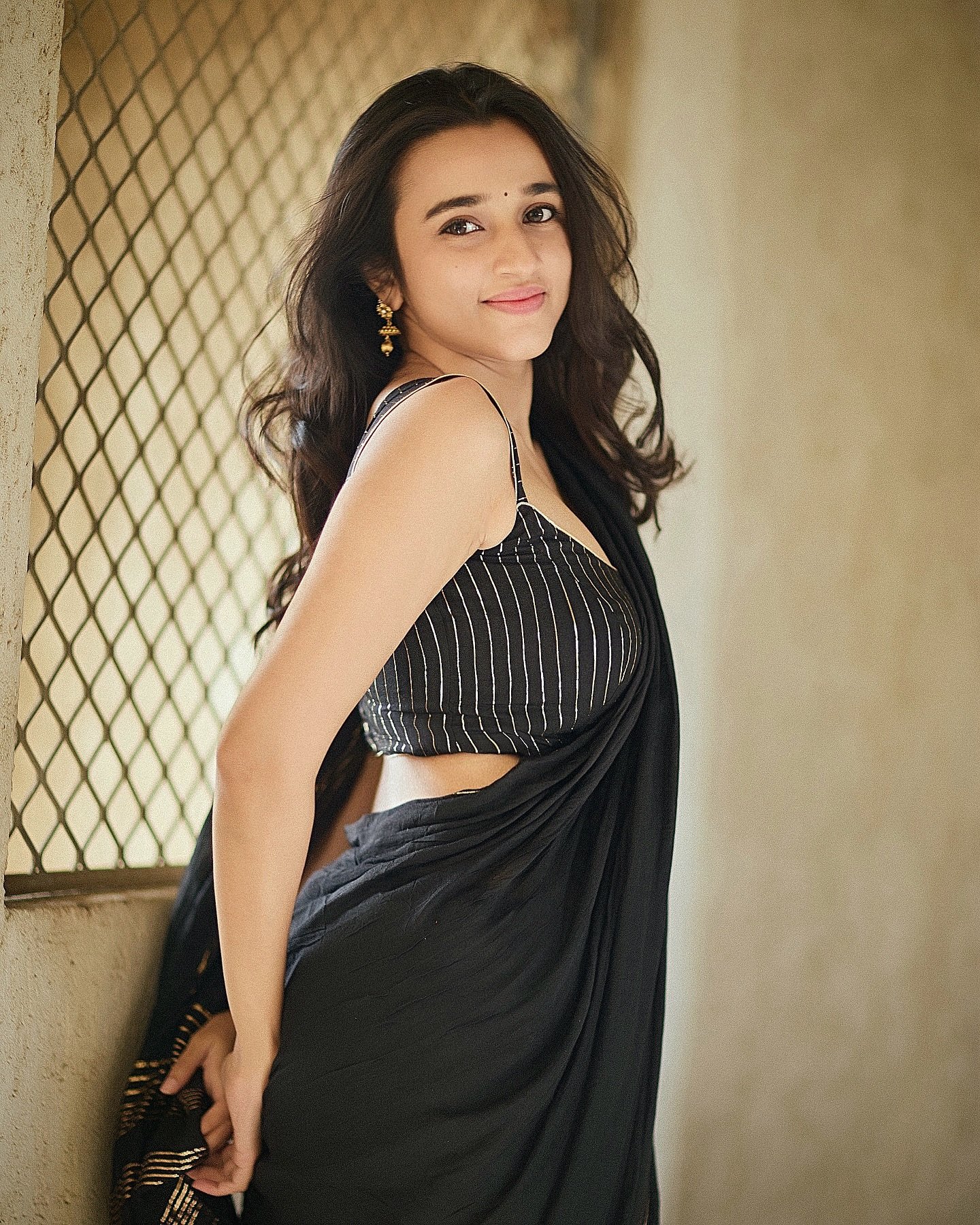 Nuveksha Hot Looking Photos in Black Saree (30)
