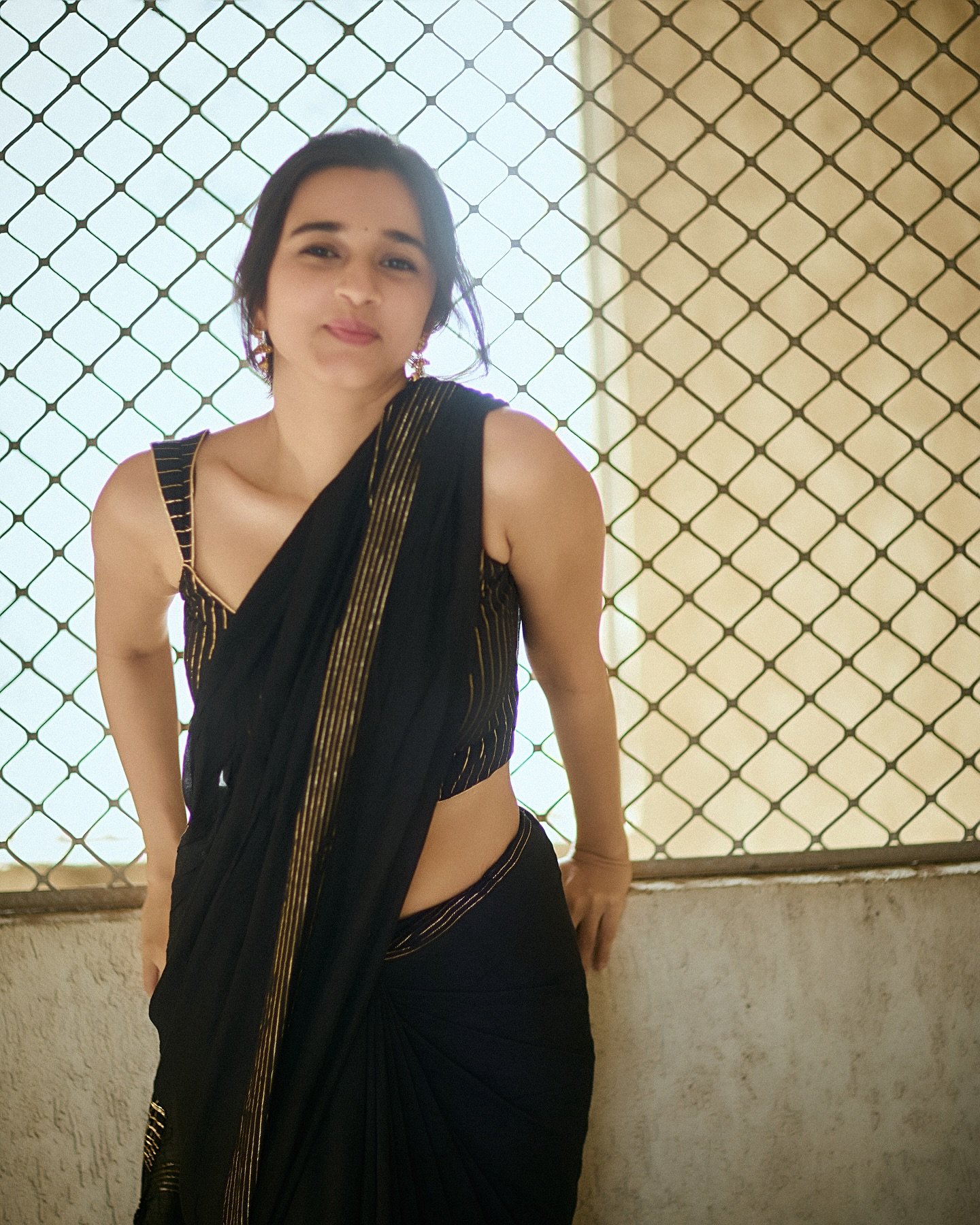 Nuveksha Hot Looking Photos in Black Saree (31)