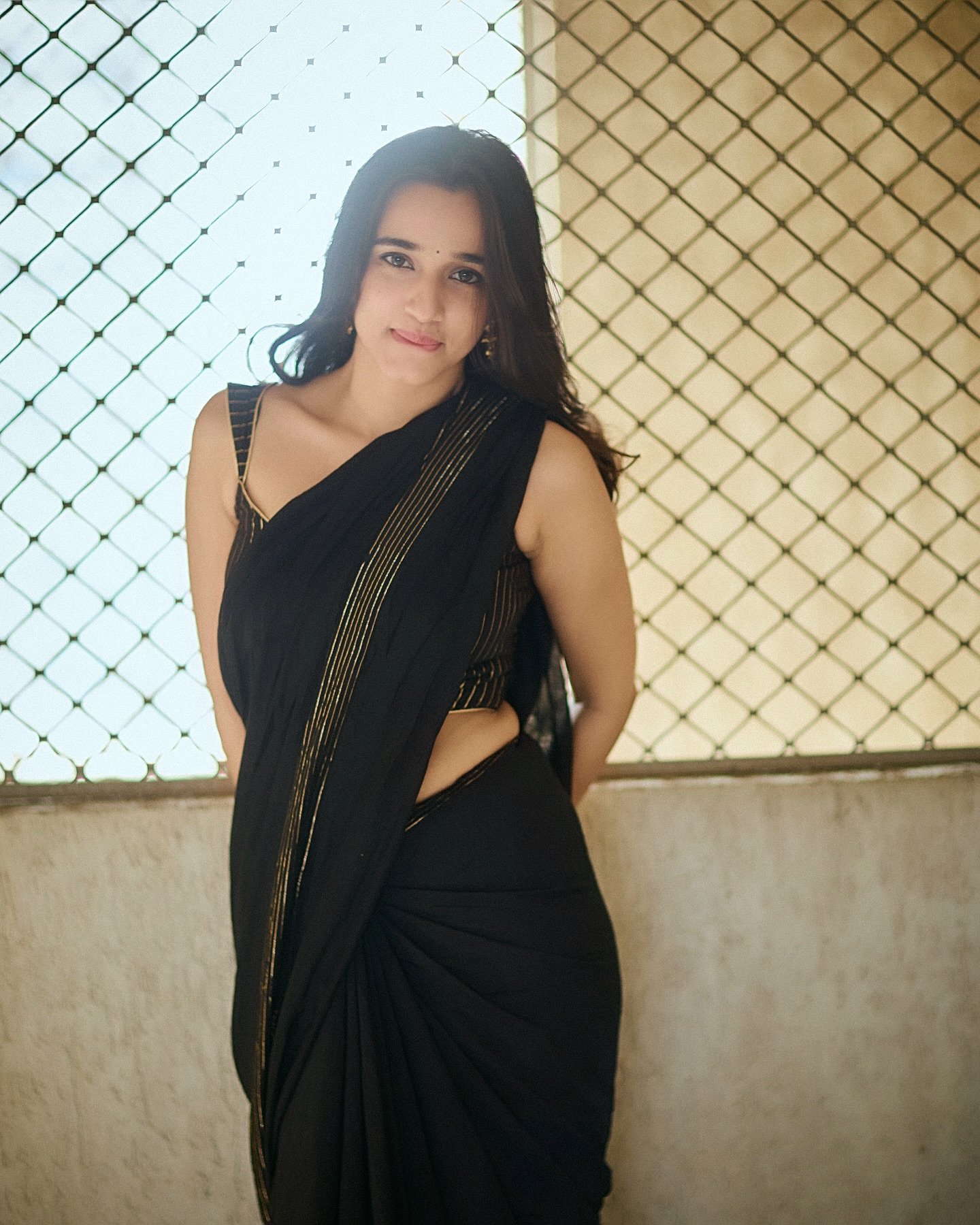 Nuveksha Hot Looking Photos in Black Saree (34)