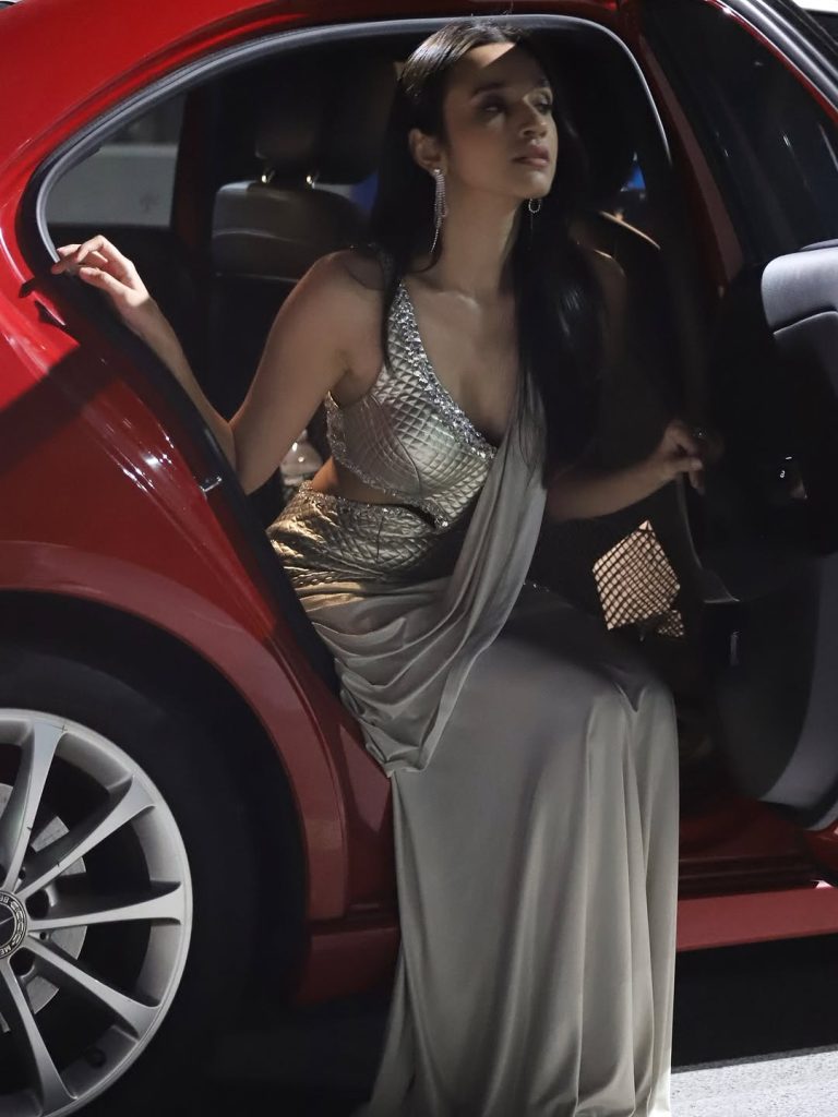 Nuveksha dressed glamorously for party in stylish outfit