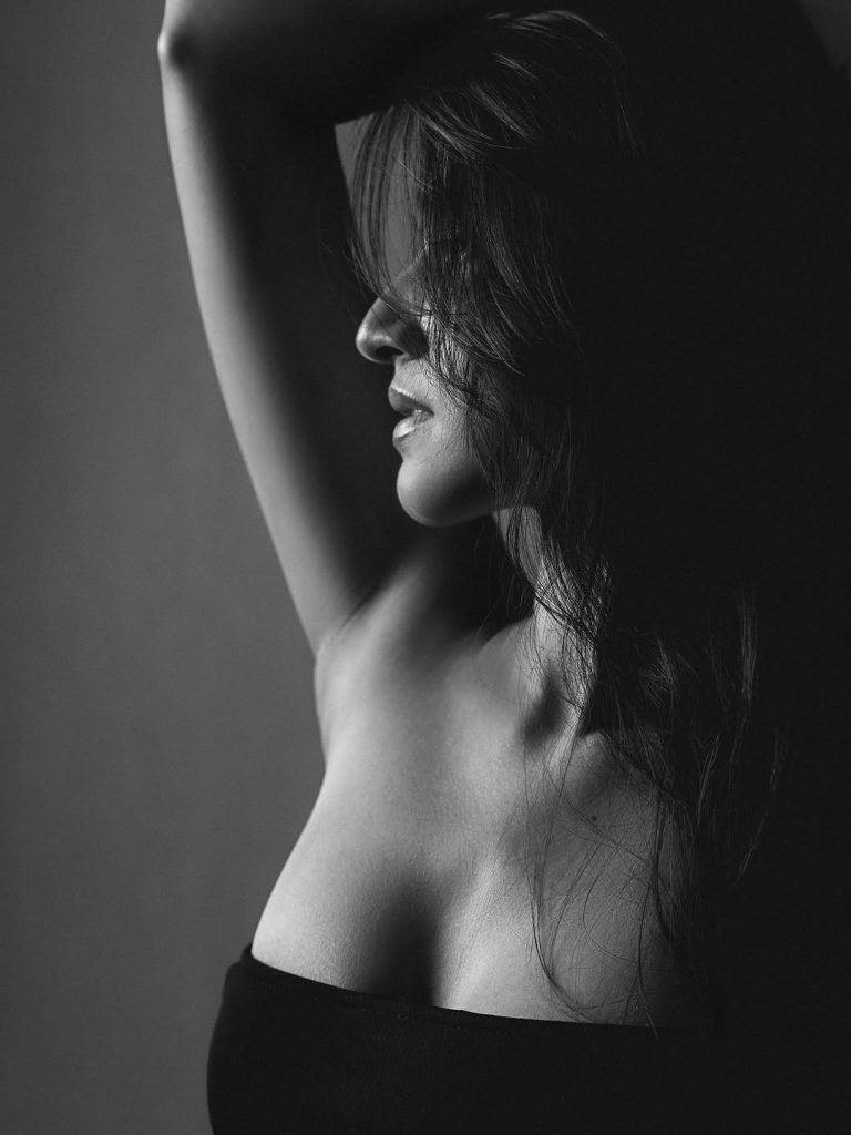 Nuveksha in elegant black and white themed professional photoshoot