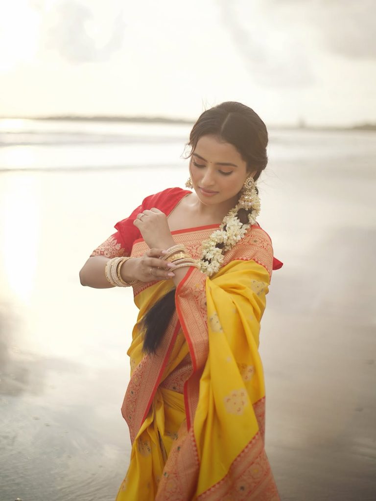 Bright yellow hues add warmth and energy to Aarushi Baruah's gorgeous photoshoot
