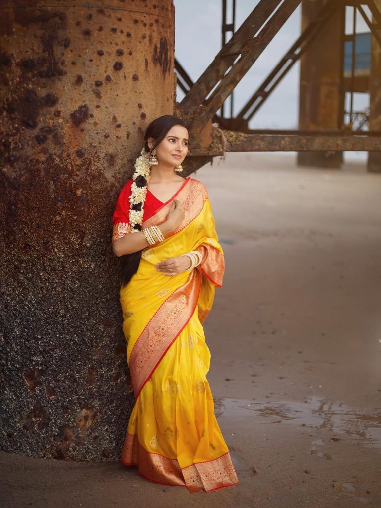 Vibrant yellow traditional wear reflects Aarushi Baruah's joyful personality