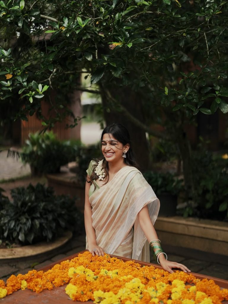 Cultural celebration attire showcases Ananthika Sanilkumar's heritage appreciation