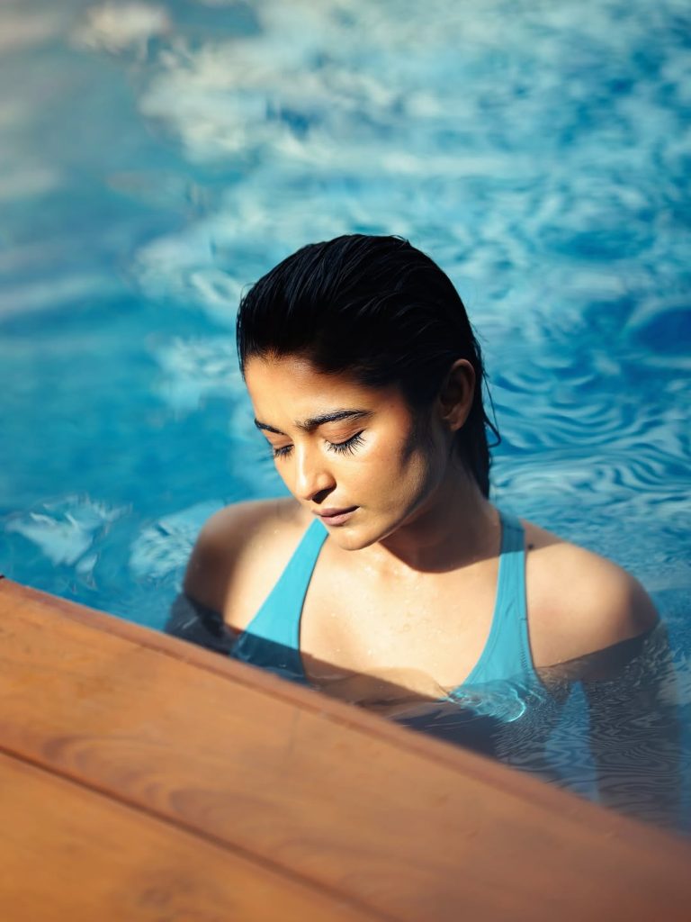 Swimming pool setting creates refreshing backdrop for Chaithra J Achar's bikini shoot