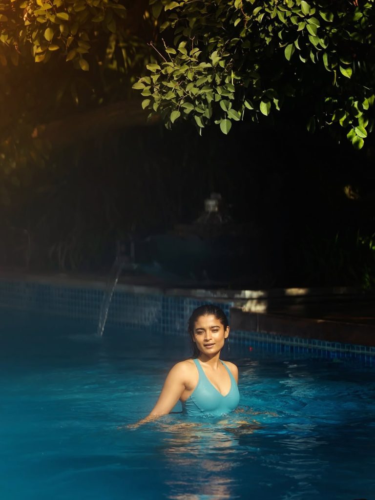 Chaithra J Achar radiates confidence in stylish poolside bikini ensemble