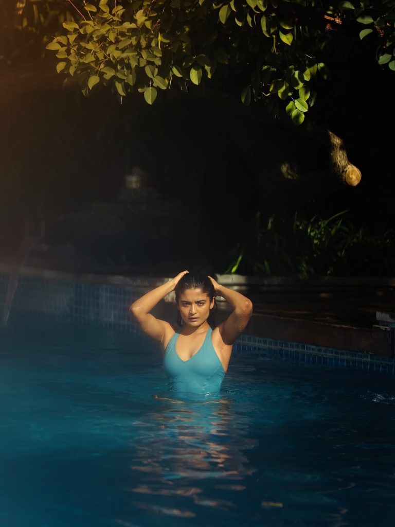 Chaithra J Achar radiates confidence in stylish poolside bikini ensemble