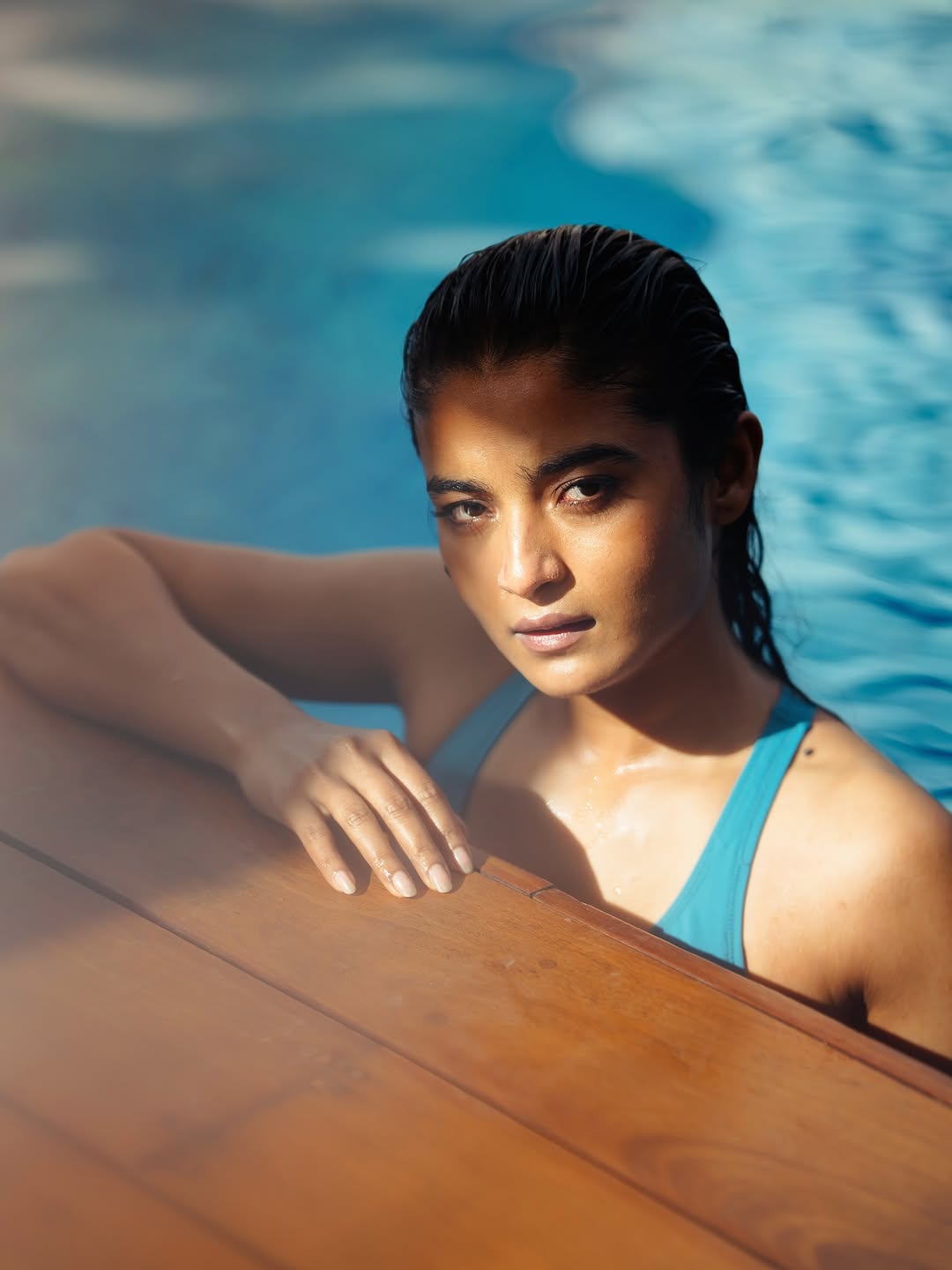 Chaithra J Achar radiates confidence in stylish poolside bikini ensemble