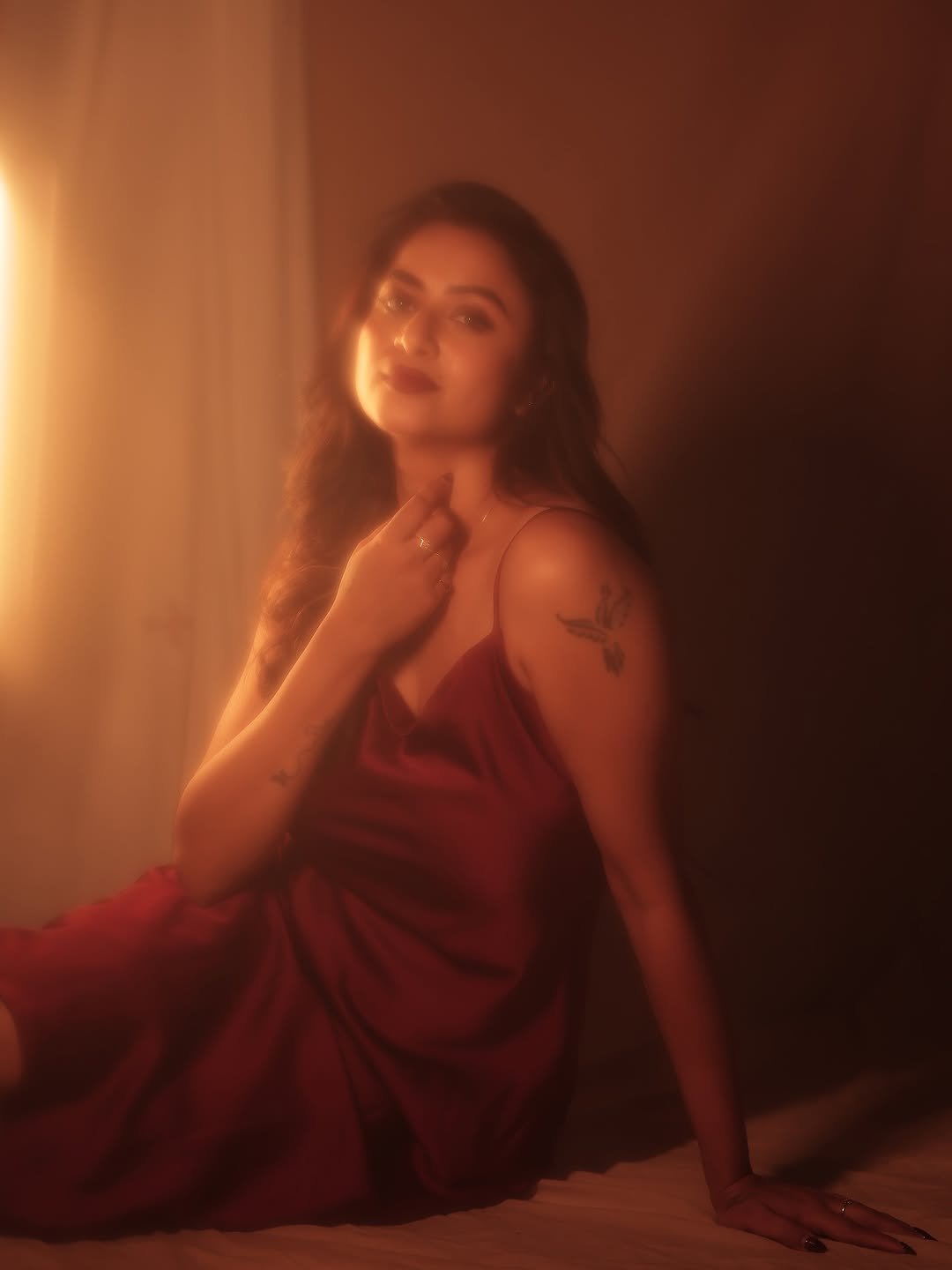 Janani Ashok Kumar in a draped satin slip dress (10)