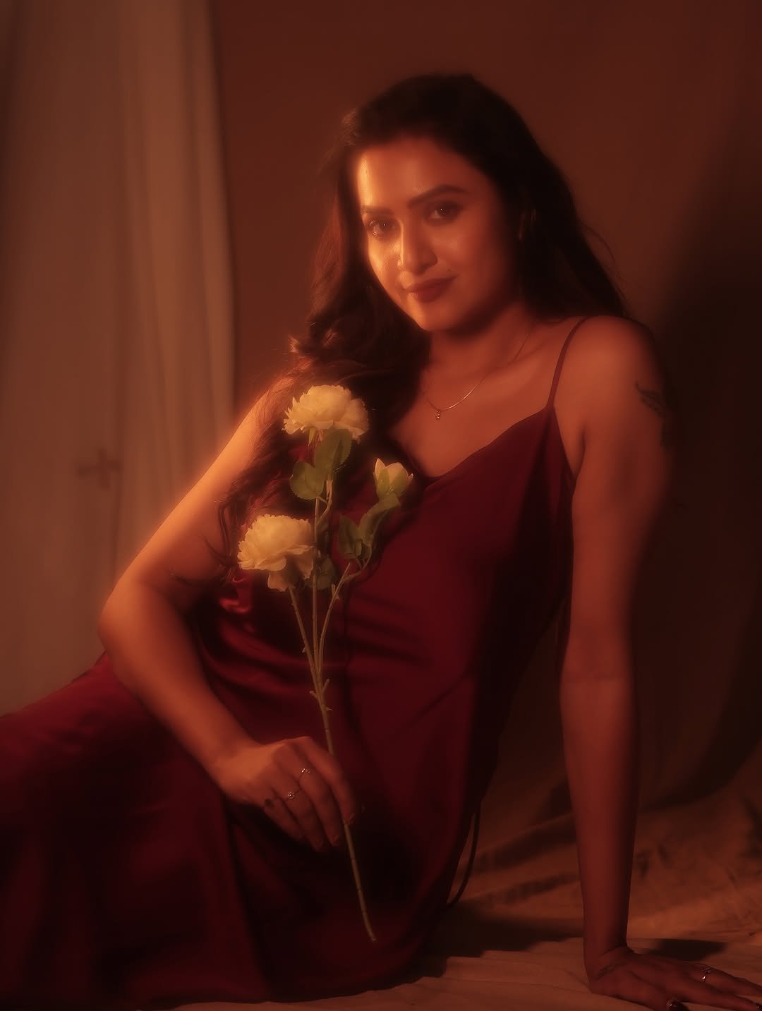 Janani Ashok Kumar in a draped satin slip dress (13)