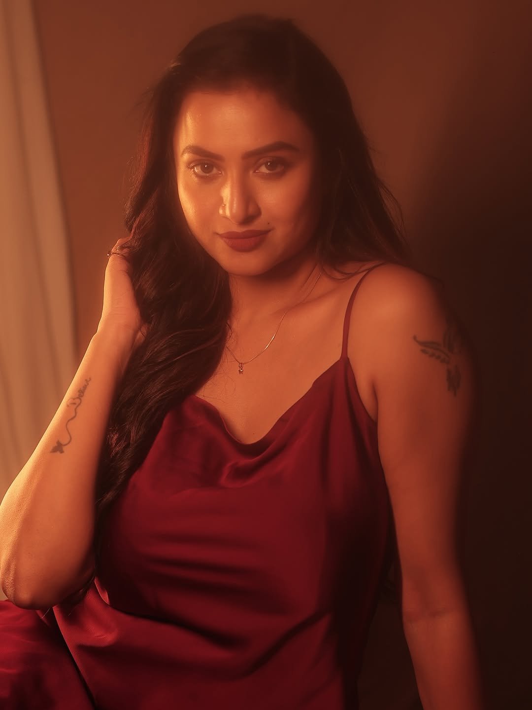 Janani Ashok Kumar in a draped satin slip dress (3)