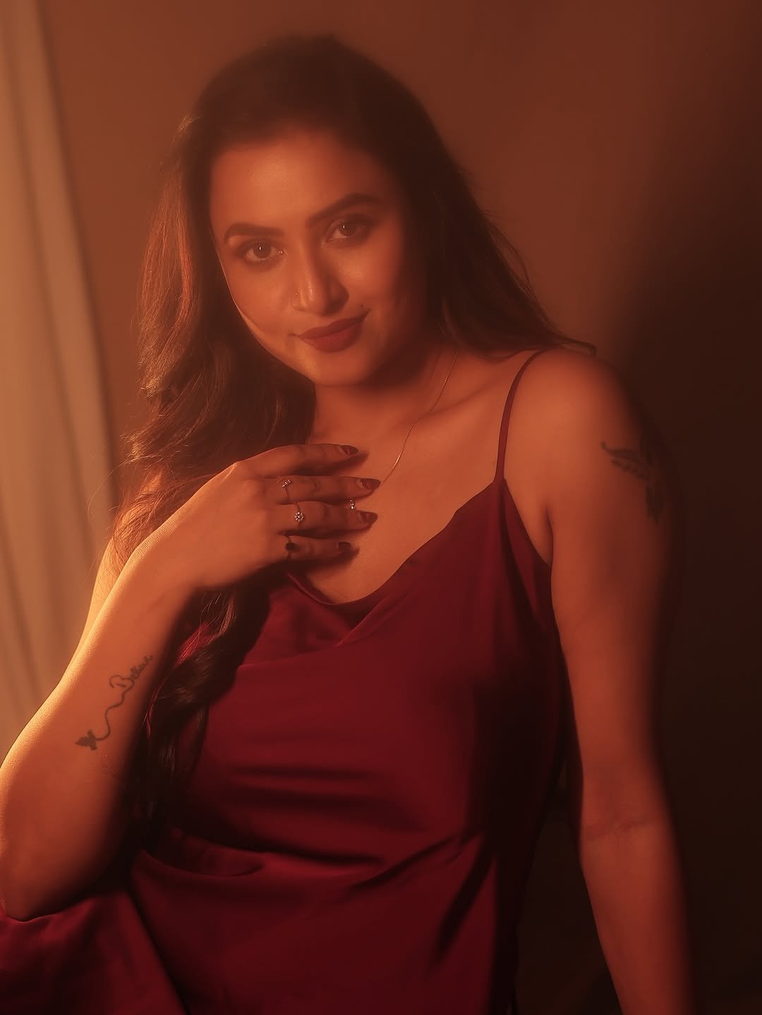 Janani Ashok Kumar in a draped satin slip dress (9)