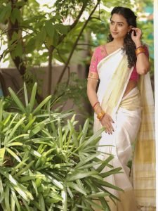 Traditional Kerala saree showcases Janani Ashok Kumar's regional cultural appreciation