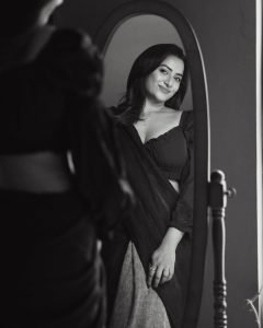 Monochrome styling showcases Janani Ashok Kumar's classic fashion sensibilities