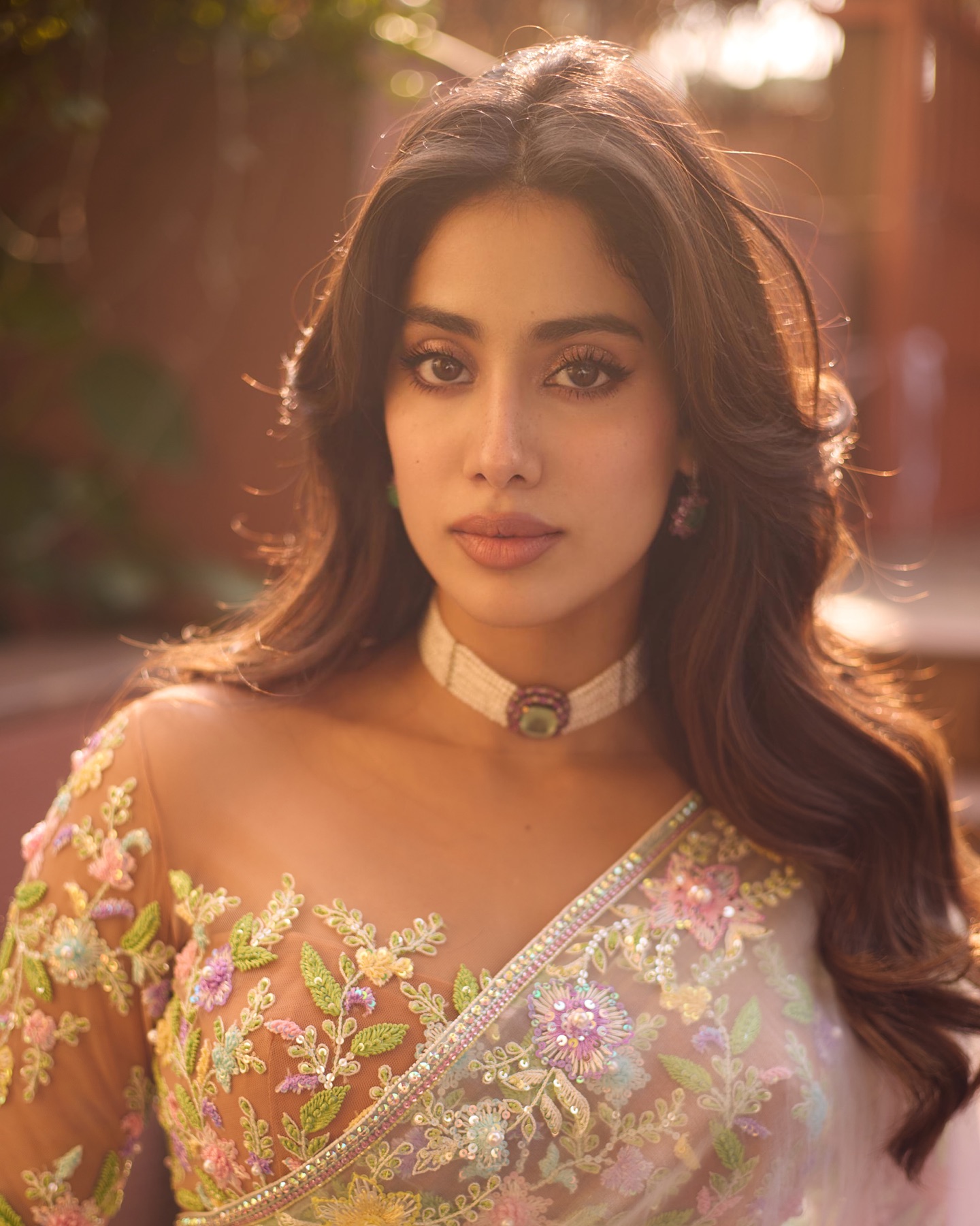 Gorgeous pink saree creates feminine elegance in Janhvi's traditional portrait