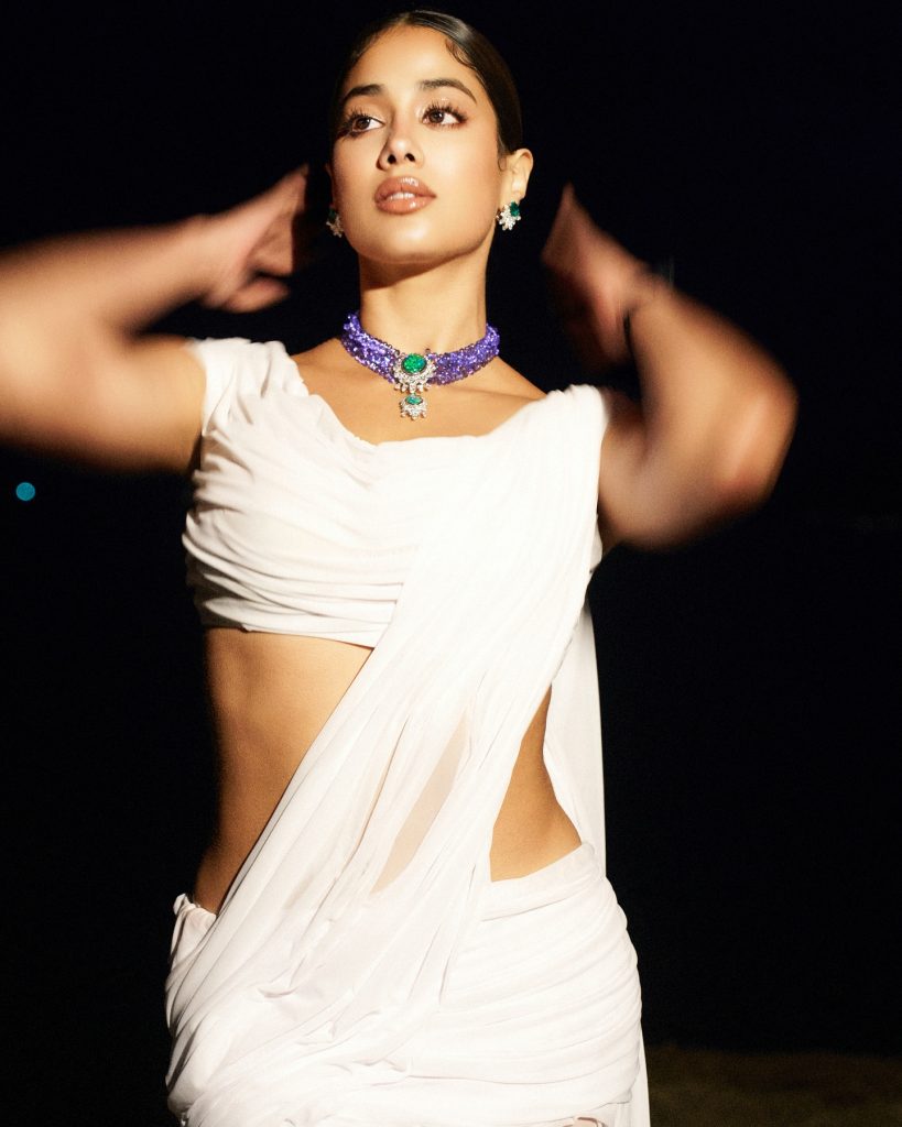 Pure white dress creates stunning contrast in Janhvi's glamorous portrait
