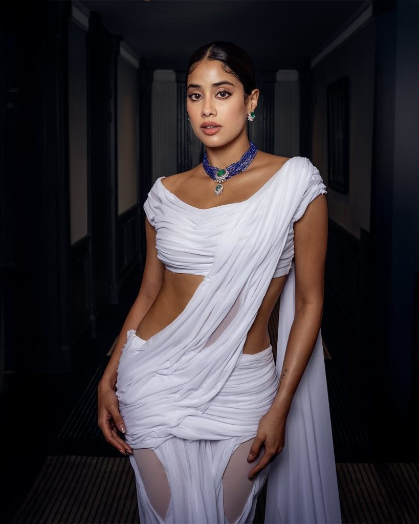 Sophisticated white dress showcases Janhvi's refined fashion taste