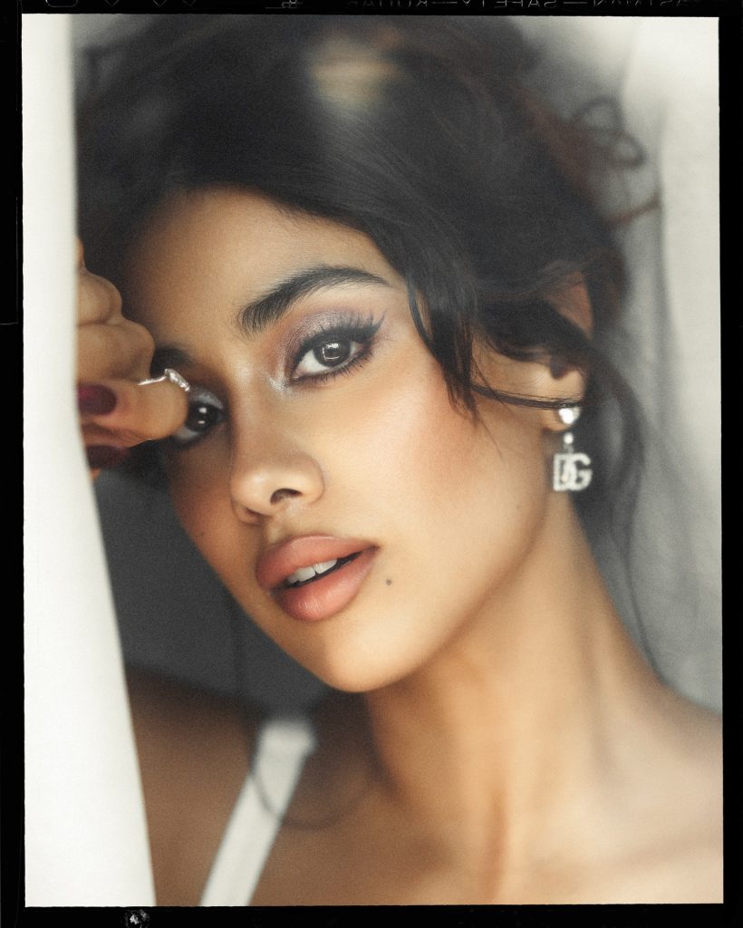 Artistic black and white photography captures Janhvi's timeless beauty
