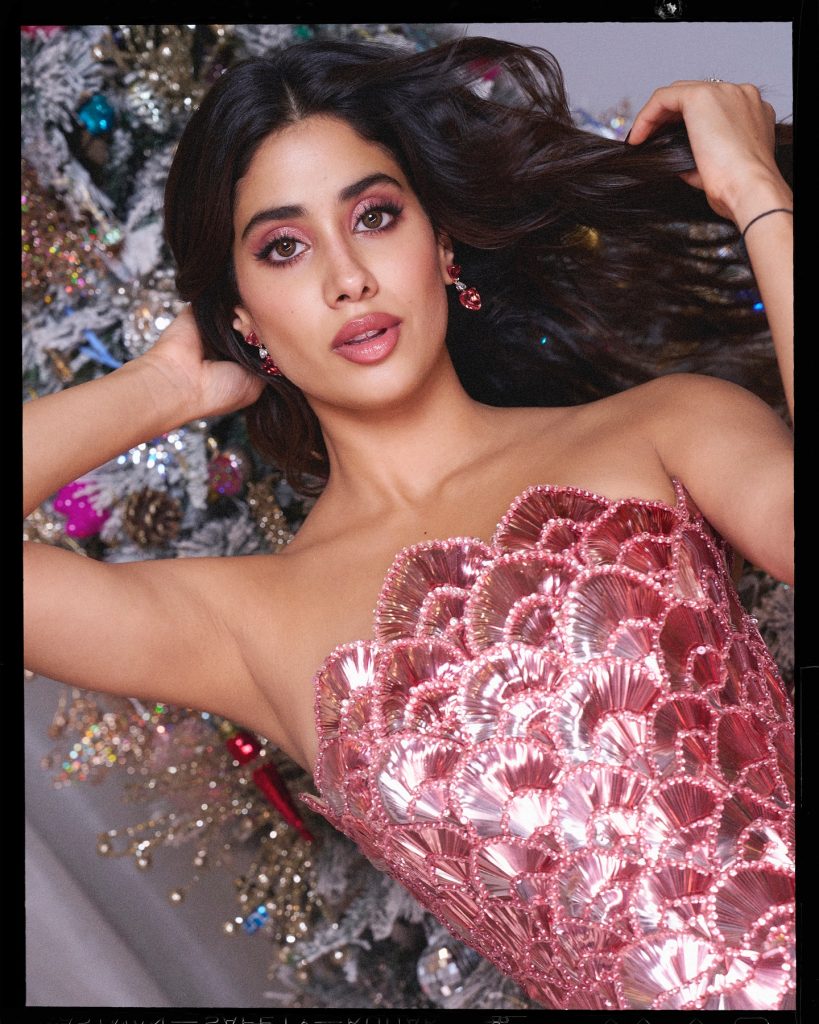 Stunning pink sequined outfit highlights Janhvi's youthful elegance