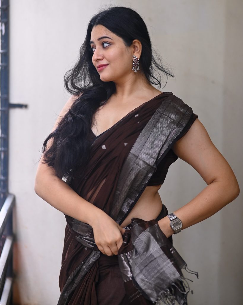 Cultural fashion meets modern photography in Kanduri Sudha's saree portrait