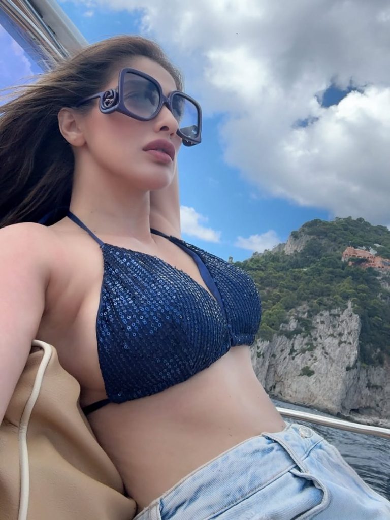Glamorous yacht styling reflects Lakshmi's luxury fashion sensibilities
