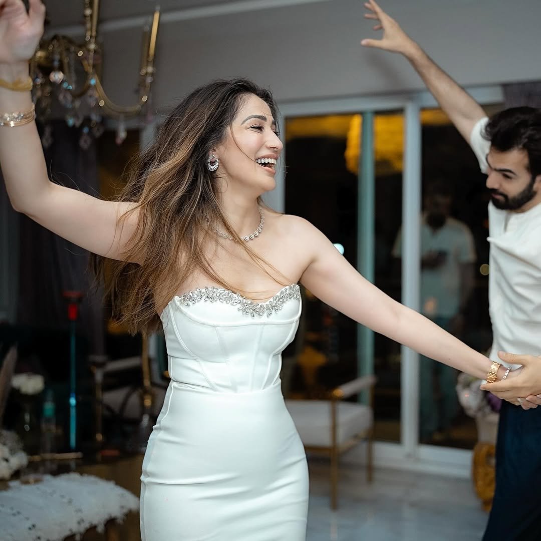 Party-ready styling reflects Lakshmi's special occasion fashion choices