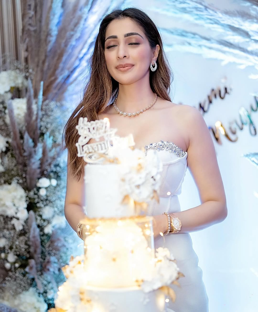 Birthday celebration outfit showcases Lakshmi's festive fashion sensibilities