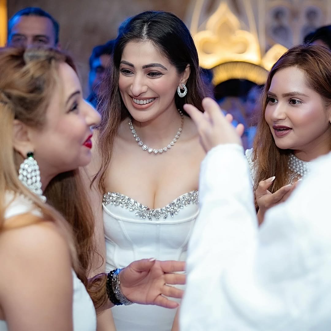 Party-ready styling reflects Lakshmi's special occasion fashion choices