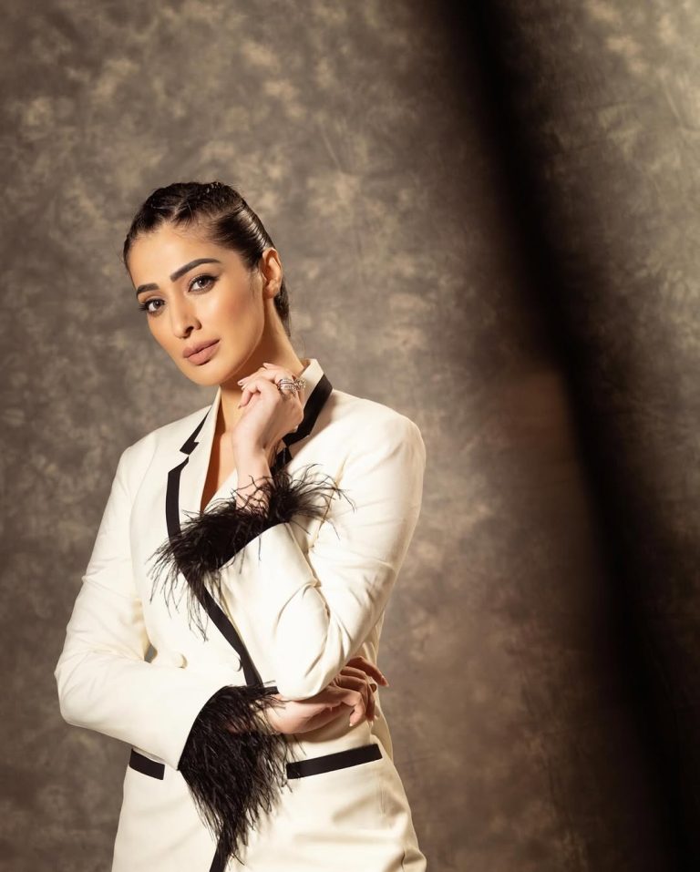 Elegant white ensemble showcases Lakshmi's refined taste in fashion