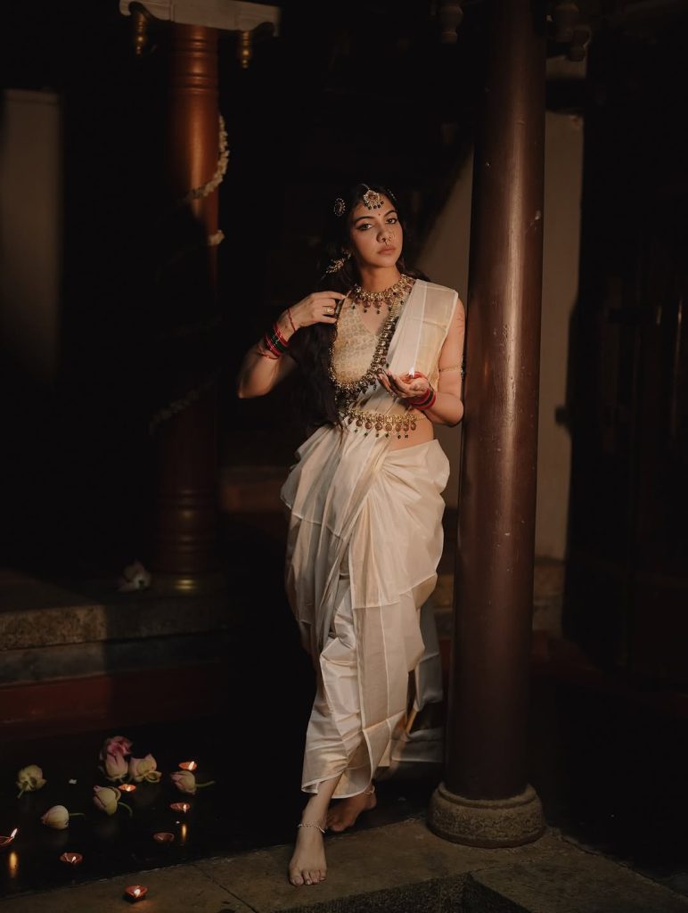 Cute white saree styling creates charming elegance for Madonna Sebastian