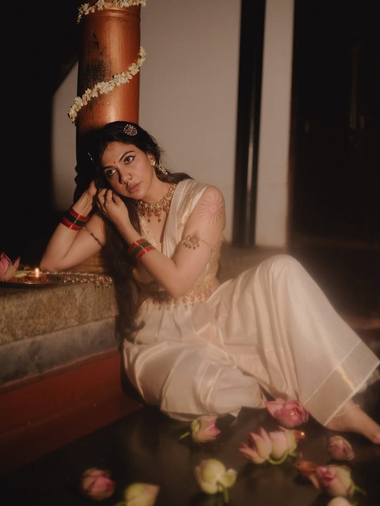 Madonna Sebastian embodies sweet traditional charm in white saree ensemble