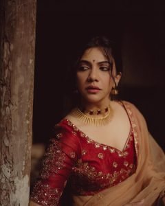 Traditional red bridal attire creates wedding elegance for Madonna Sebastian