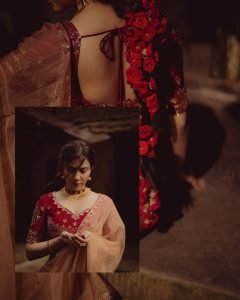 Traditional red bridal attire creates wedding elegance for Madonna Sebastian