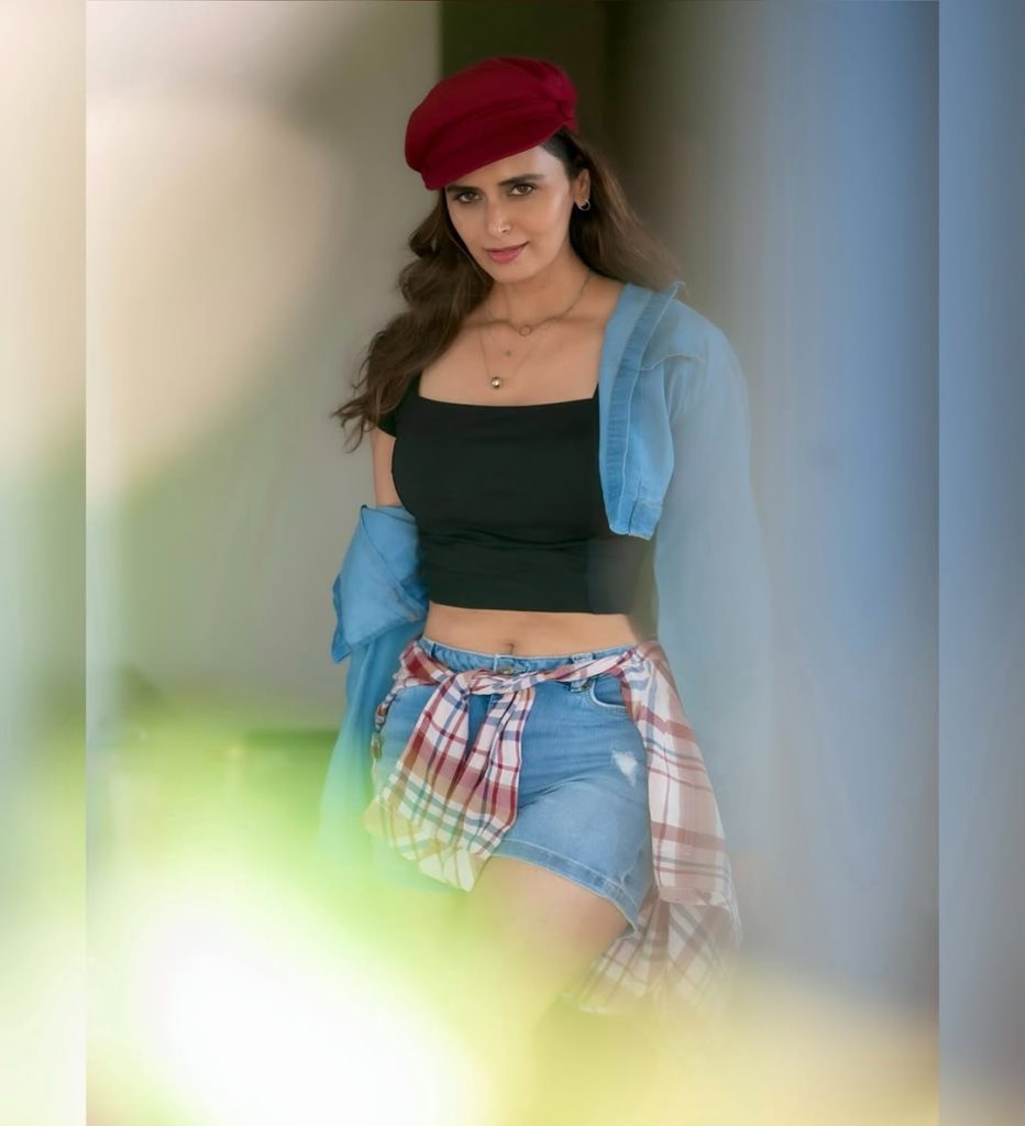 Trendy shorts ensemble demonstrates Meenakshi Dixit's style evolution