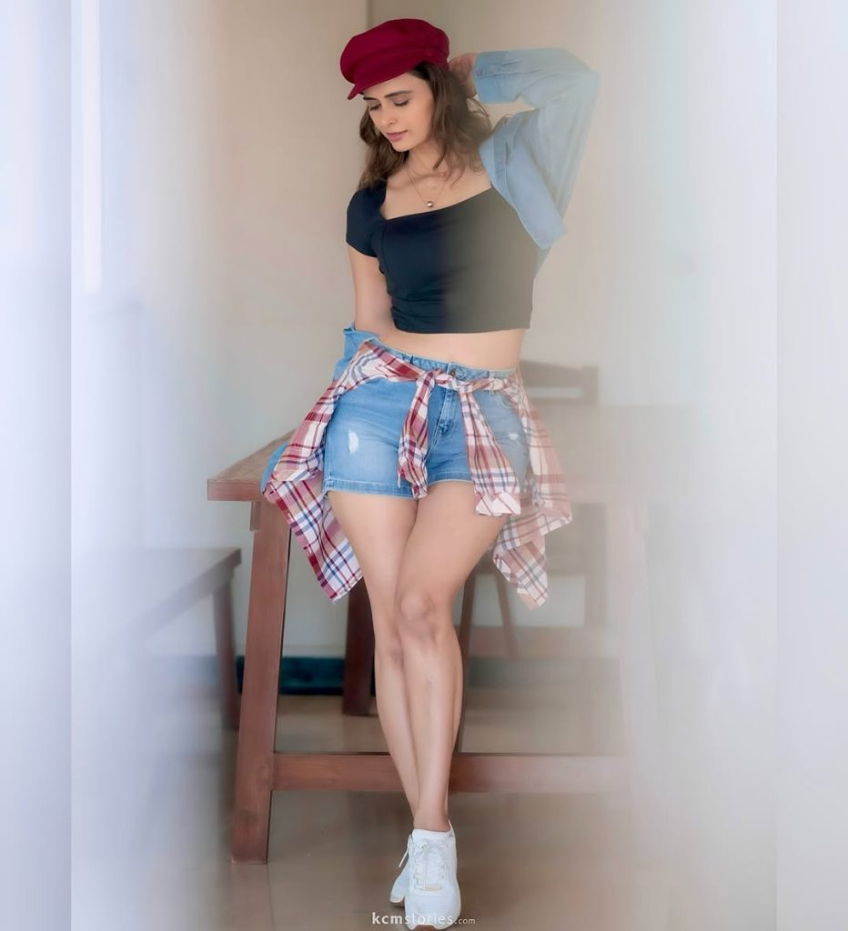 Trendy shorts ensemble demonstrates Meenakshi Dixit's style evolution