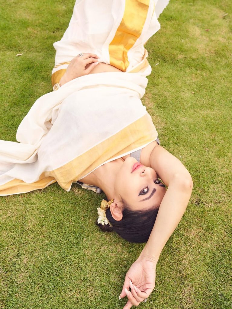 Mouni Roy embodies cultural grace in pristine white saree ensemble