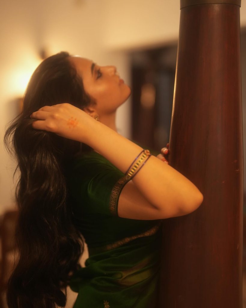 Natural green tones create serene backdrop for Priyanka Mohan's portrait