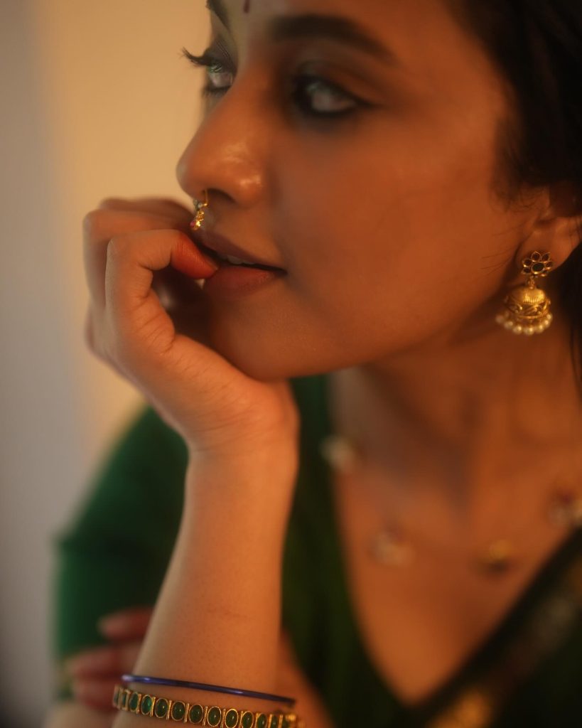 Beautiful green traditional attire enhances Priyanka Mohan's graceful movements