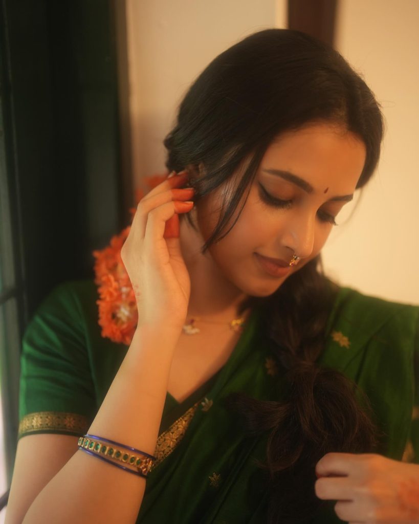Beautiful green traditional attire enhances Priyanka Mohan's graceful movements