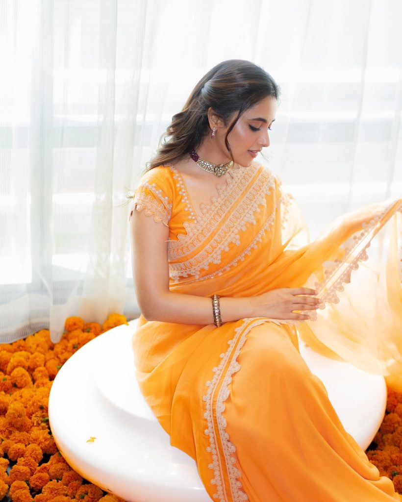 Stunning orange hues complement Priyanka Mohan's radiant complexion