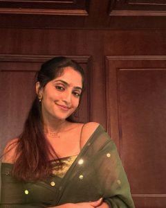 Green saree styling showcases Reba Monica John's dedication to cultural fashion