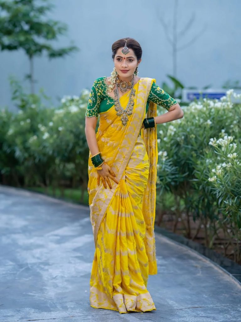 Shobha Shetty embodies cultural grace in stunning yellow traditional ensemble