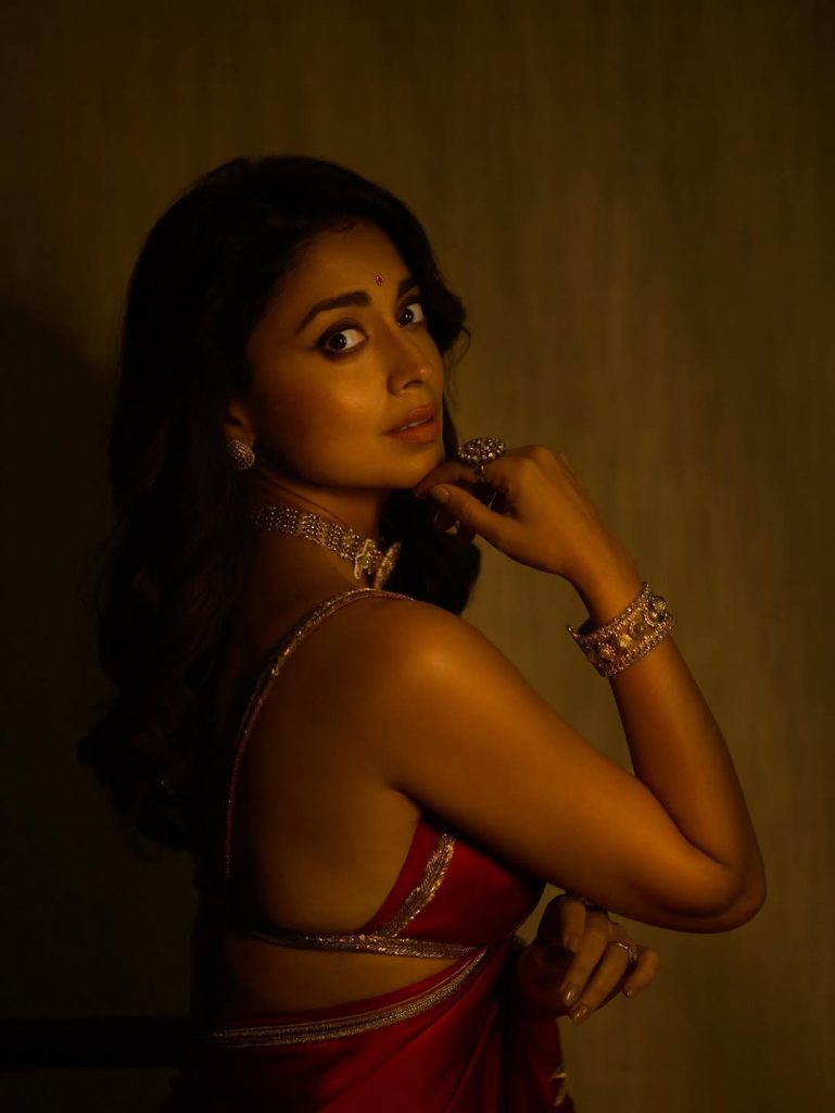 Shriya radiates confidence in stunning red traditional ensemble