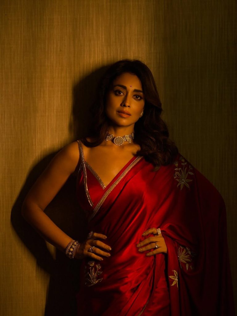 Shriya radiates confidence in stunning red traditional ensemble